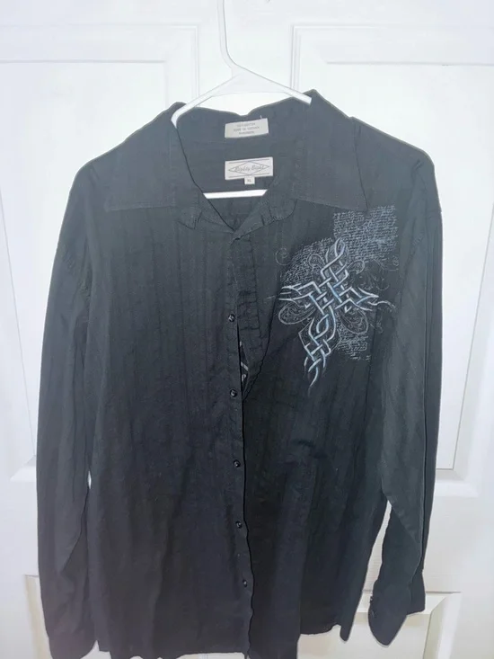 Eighty Eight Black Button-Up Shirt with Subtle Logo - Picture 1 of 3